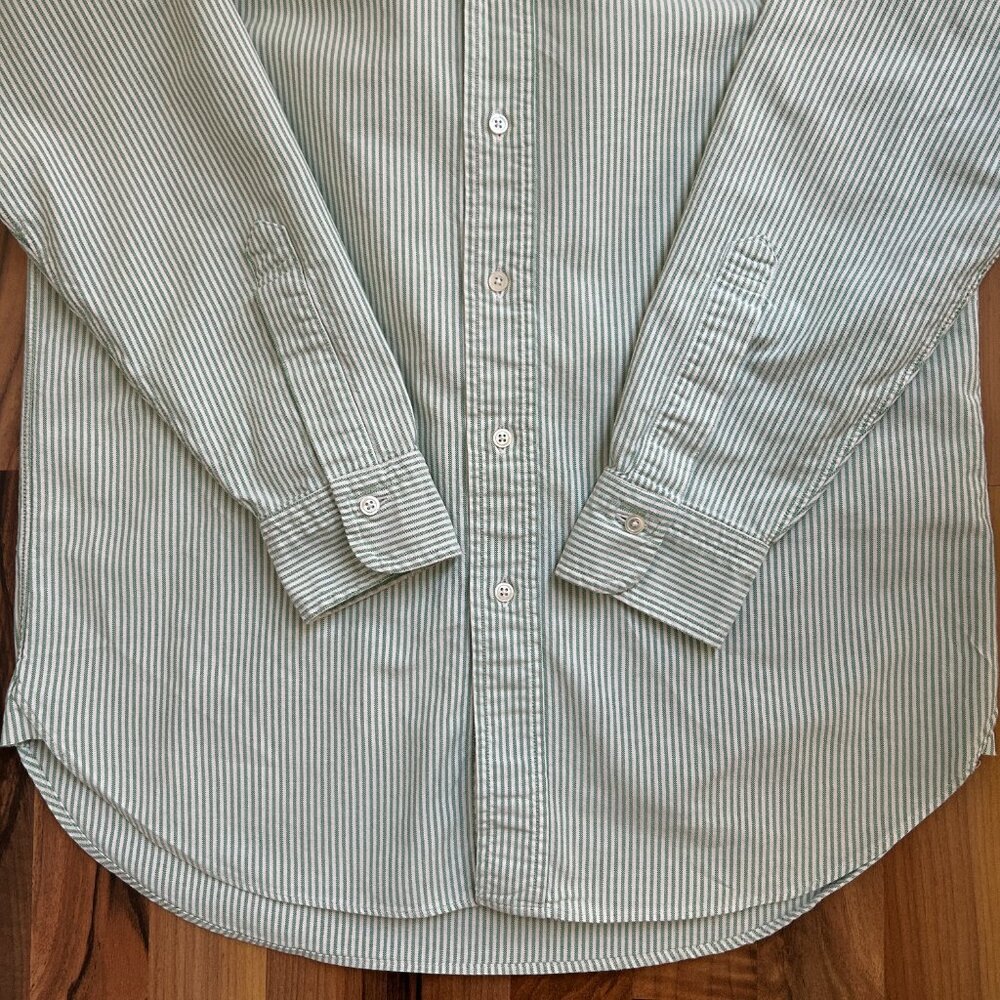 Brooks Brothers Light Green Pinstripe 100% Cotton Button-down Long-sleeve Shirt - Picture 4 of 8